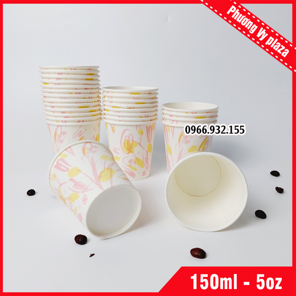 50 chiếc cốc giấy hoa 5oz - 150ml ly giấy NHẬP KHẨU HÀN QUỐC