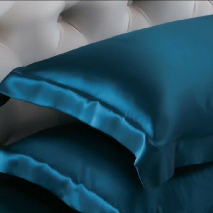 BỘ GA GIƯỜNG DRAP GỐI PHI LỤA MÀU XANH CỔ VỊT CAO CẤP LAN BEDDING