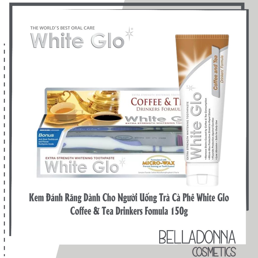 Kem đánh răng dành cho người uống trà cà phê White Glo Coffee & Tea Drinkers Fomula 150g kèm bàn chải White Glo