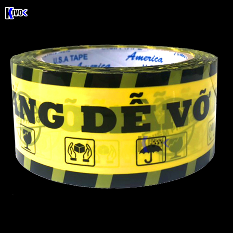 Tape adhesive fragile goods letter print yellow black 100 yard-adhesive tape printed letters fragile goods, adhesive tape adhesive sealing, adhesive tape package goods, packing goods, wrap the item, delivery dedicated-Kivo