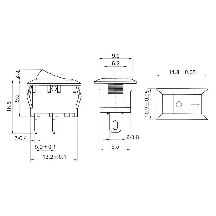 Công tắc bập bênh KCD11-101 3A - 6A 250V 2 Chân