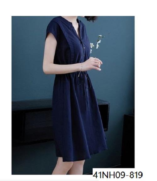 Nh09-819-đầm cổ tim rút eo 3 màu s-6xl