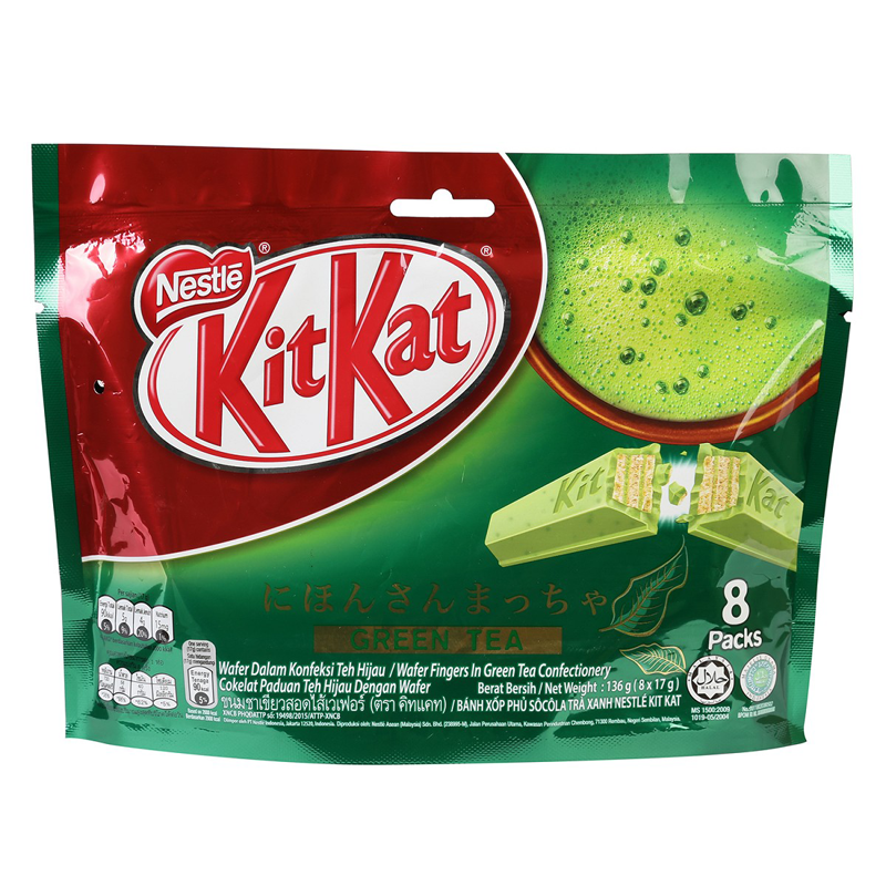 Bánh xốp phủ trà xanh Kitkat 8 Thanh 2F (17g x 8) Nestle