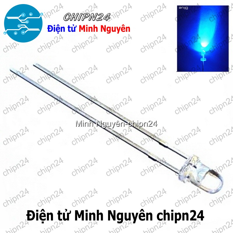 [50 con] (TK20) Led 3mm Trong màu Xanh Dương (Led 3mm siêu sáng Xanh Dương) - HH000493