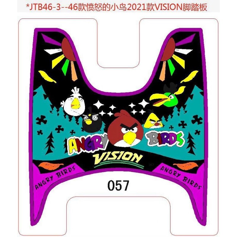 Thảm lót xe vision 2021 lót chân hình thú doraemon hello kitty angrybrith