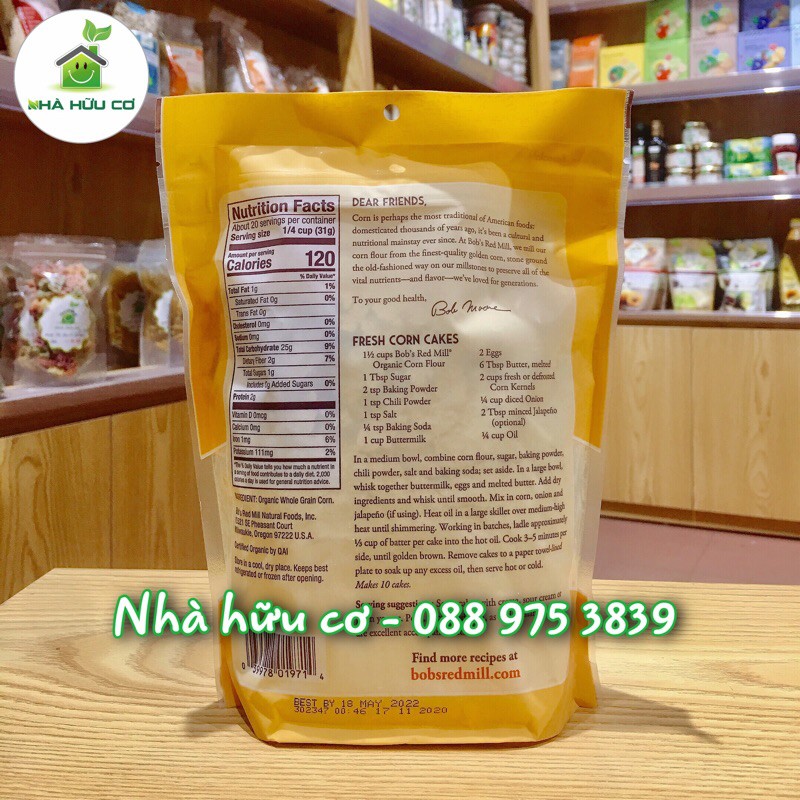 Bột ngô/Bột bắp hữu cơ Bob's Red Mill túi zip 100gr - 200g