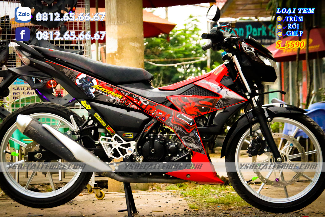 Tem rời Satria,Raider đỏ đen Samurai