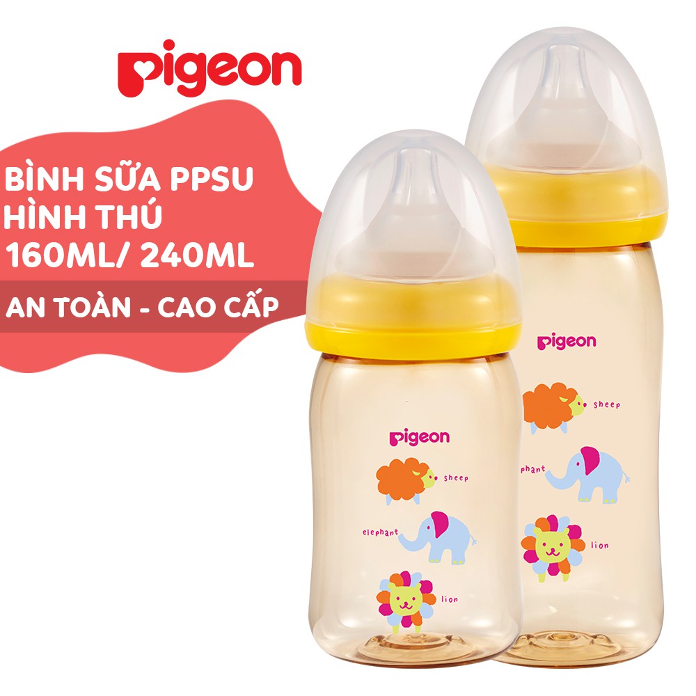 BÁO GIÁ BÌNH SỮA THỦY TINH PLUS PIGEON HÌNH CON HƯƠU 160ML | Shopee Lazada Sendo Tiki mới nhất 42 Bình sữa Pigeon 160ml / 240ml cổ rộng PPSU Plus hình thú với núm vú silicone siêu mềm Plus