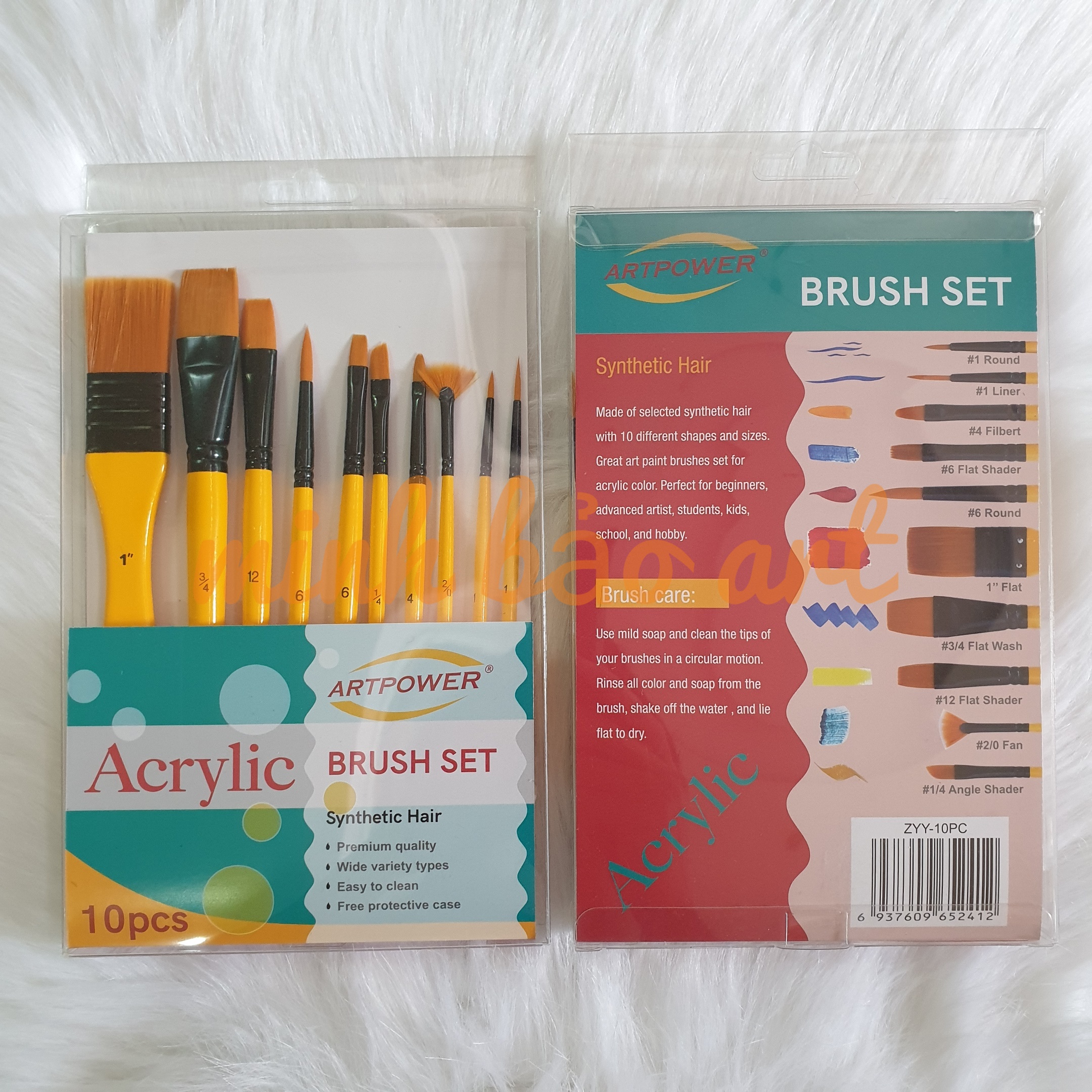 BỘ 10 CÂY CỌ VẼ MÀU ACRYLIC GIÁ RẺ (CỌ NHỌN, CỌ DẸT, CỌ XÒE, CỌ BẢN LỚN)