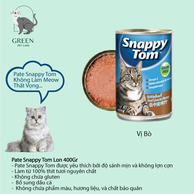 Pate Snappy Tom cho mèo đủ vị dạng lon 400gr