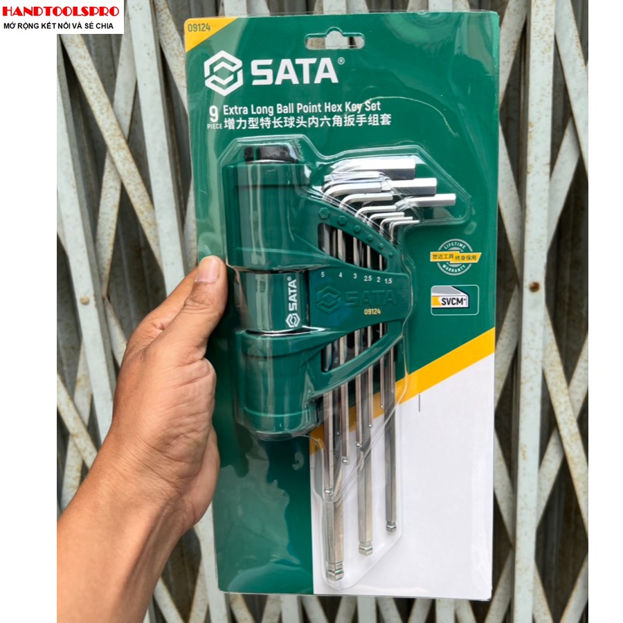 Bộ lục giác đầu bi dài 9 chi tiết 2-10mm sata 09124