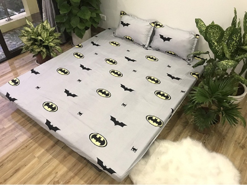 (FreeShip MAX) Bộ Ga Gối Cotton Poly Mẫu Con Dơi