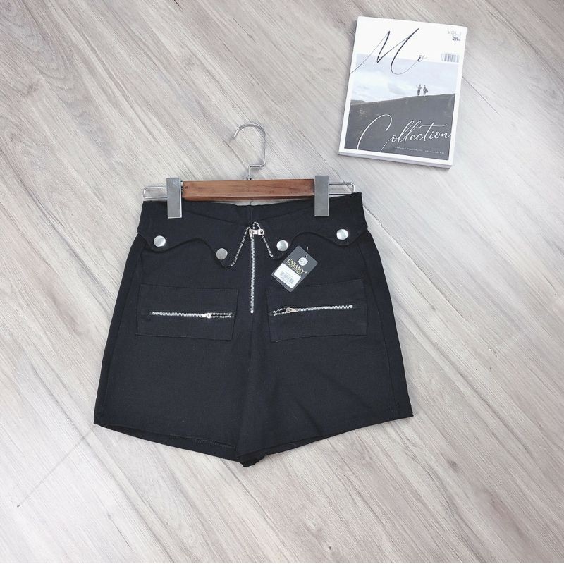 Quần kaki lưng cao phối dây kéo
