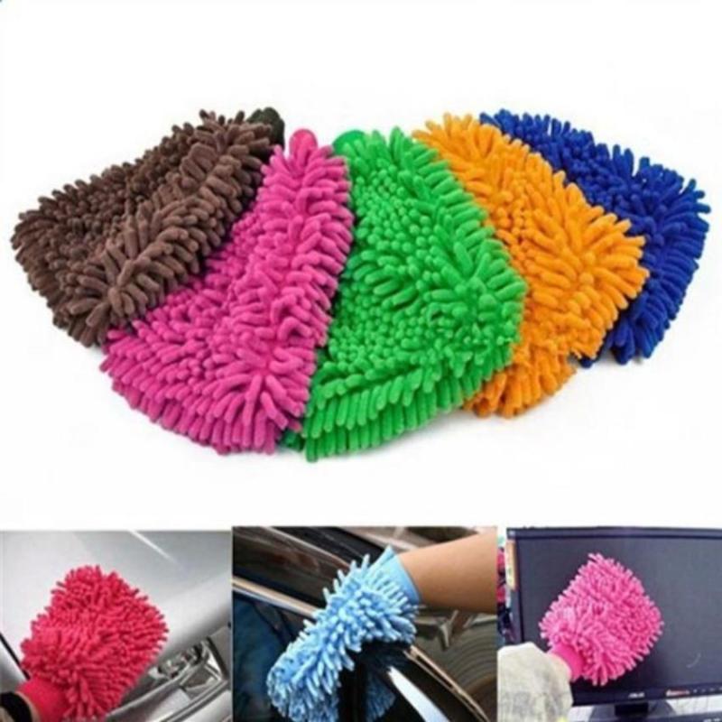 Găng tay rửa xe lau chùi ô tô loại dày dặn 2 mặt bông - găng tay san hô ( lẻ 1 chiếc )