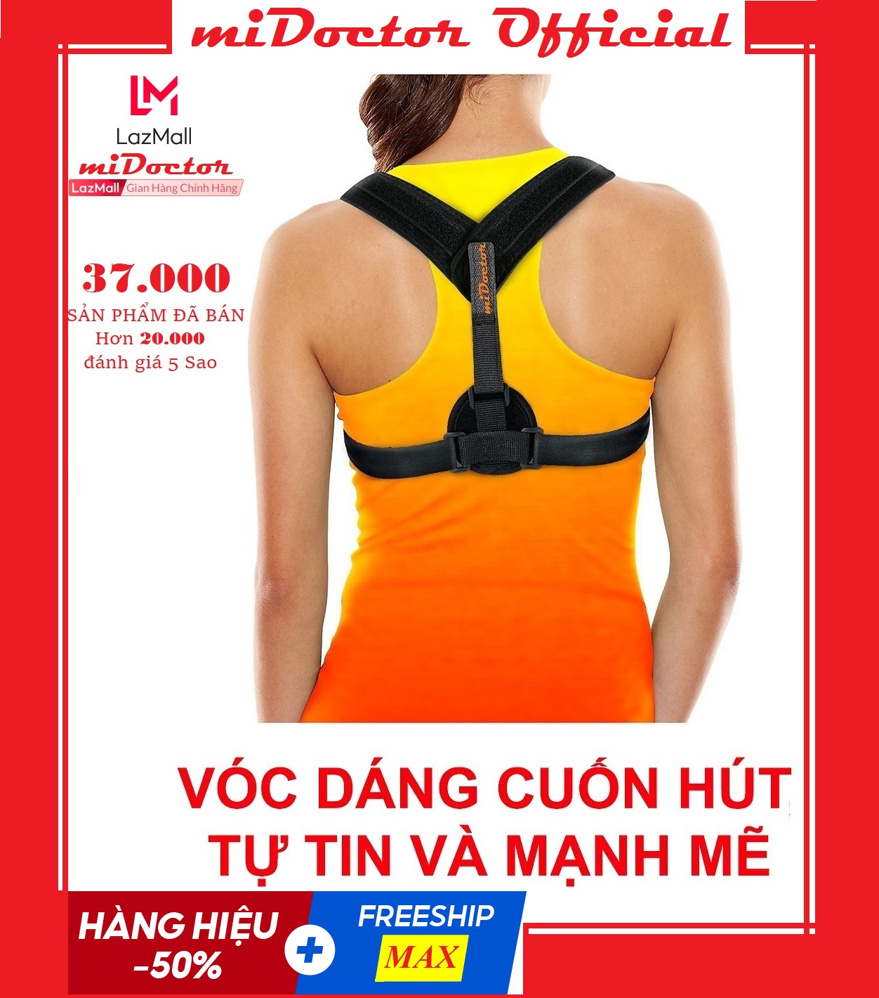 Đai Chống Gù Lưng miDoctor Cho Người Lớn Nam Nữ, Đai Định Hình Cột Sống, Chỉnh Tư Thế Lưng Cao Cấp - Phù Hợp Với Mọi Độ Tuổi - Chữa Hiệu Quả Chứng Gù Lưng, Lưng Tôm, Cong Vẹo Cột Sống - Hàng Chính Hãng
