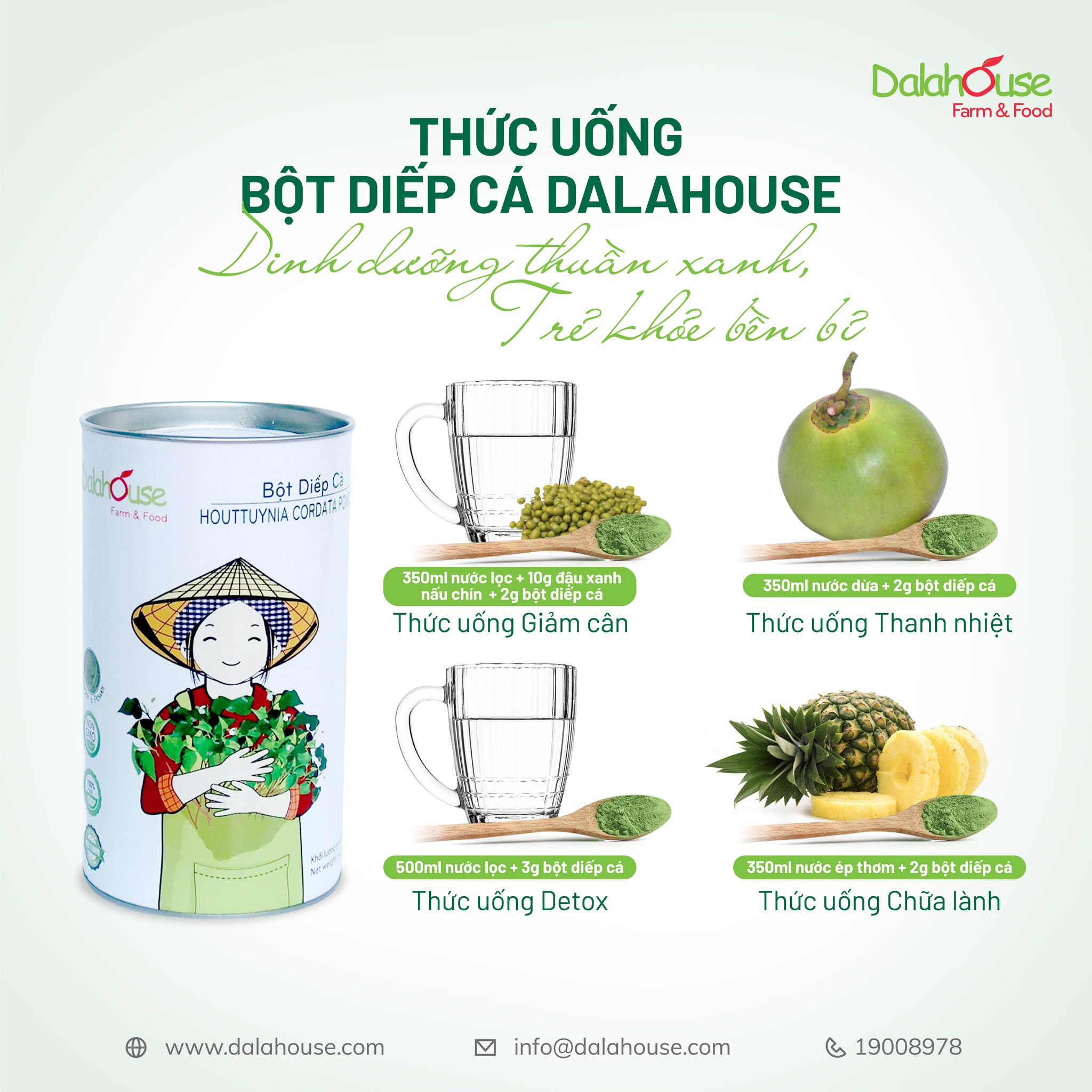 Bột diếp cá sấy lạnh Dalahouse hộp 120g