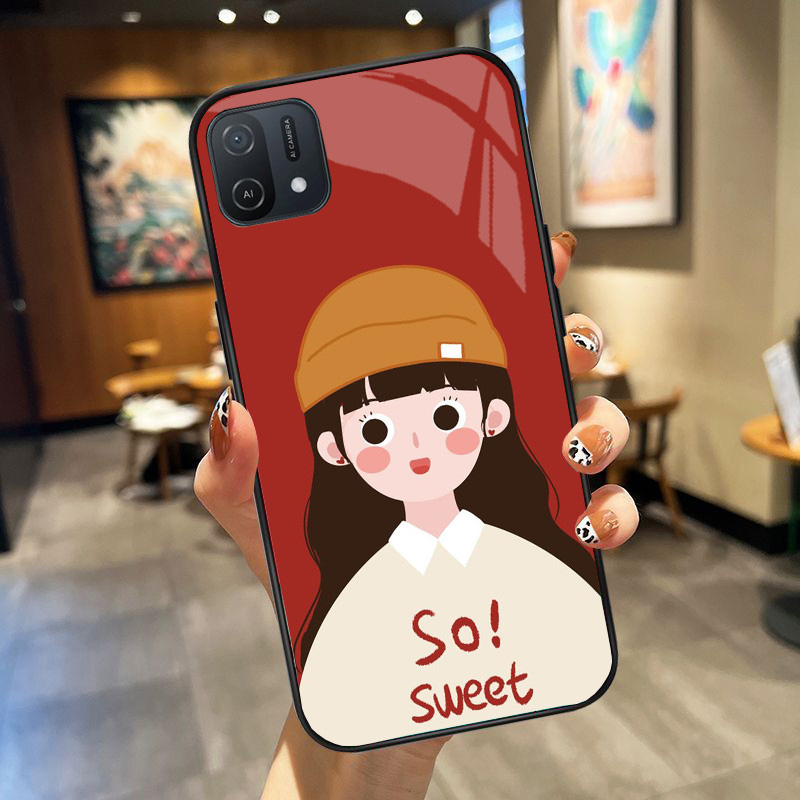 Ốp lưng oppo a16k mặt kính cường lực cao cấp, ốp đôi