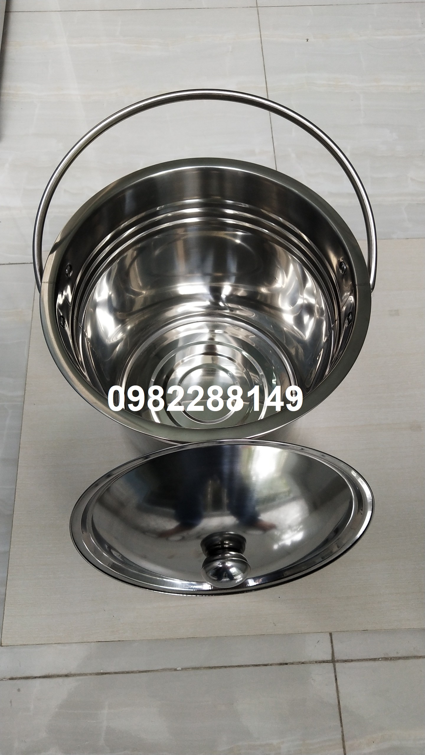 XÔ INOX CÓ NẮP ĐỰNG NƯỚC LÈO/ ĐỰNG ĐÁ (Ảnh thật shop chụp)