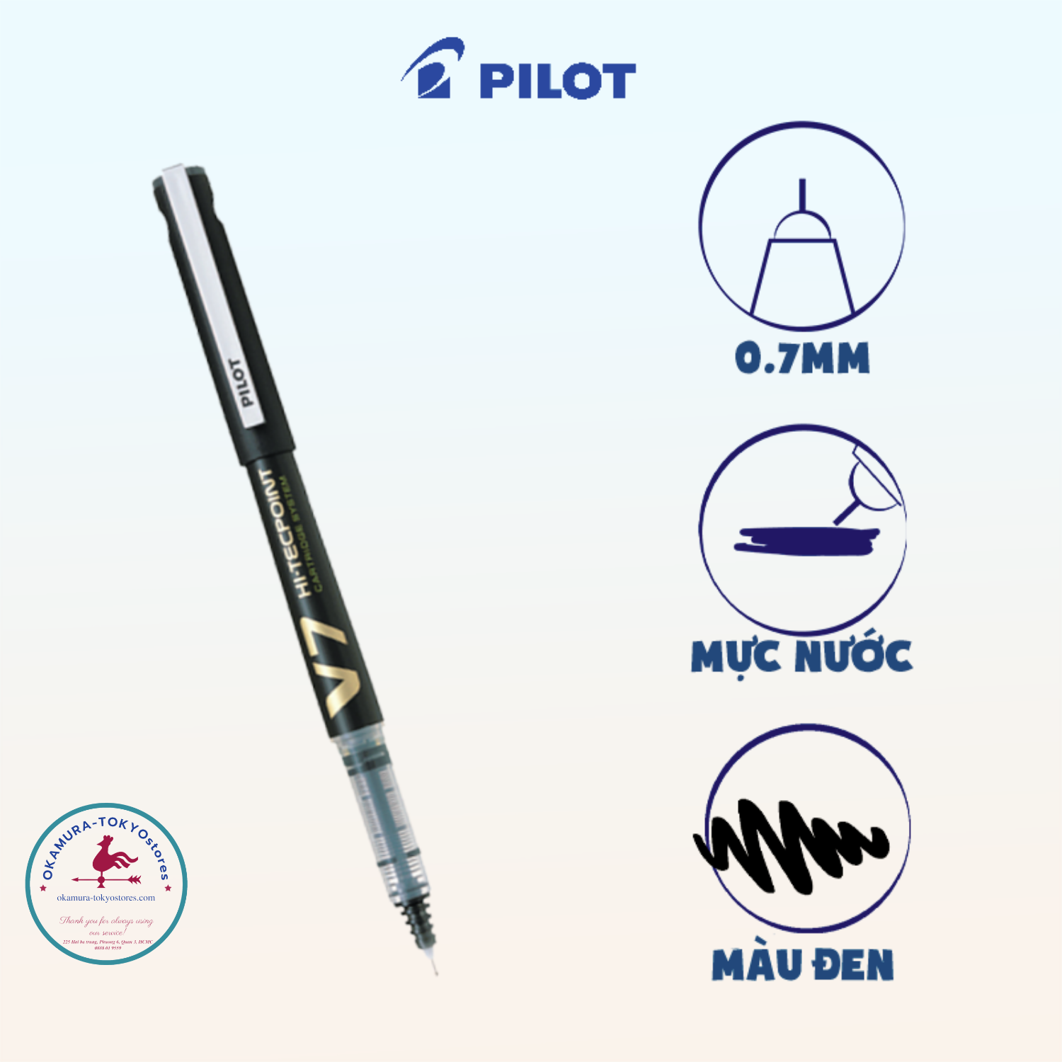Bút Mực Nước Hi-Tech V7 Cartridge System_Mực Đen/BXC-V7-B-BGD