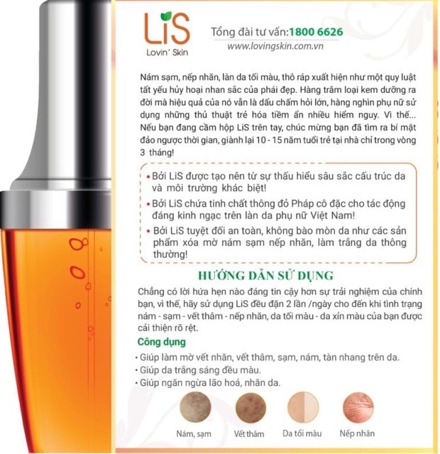 [HCM]LiS Lovin Skin - Giải pháp cho da nám sạm thâm - 30ml