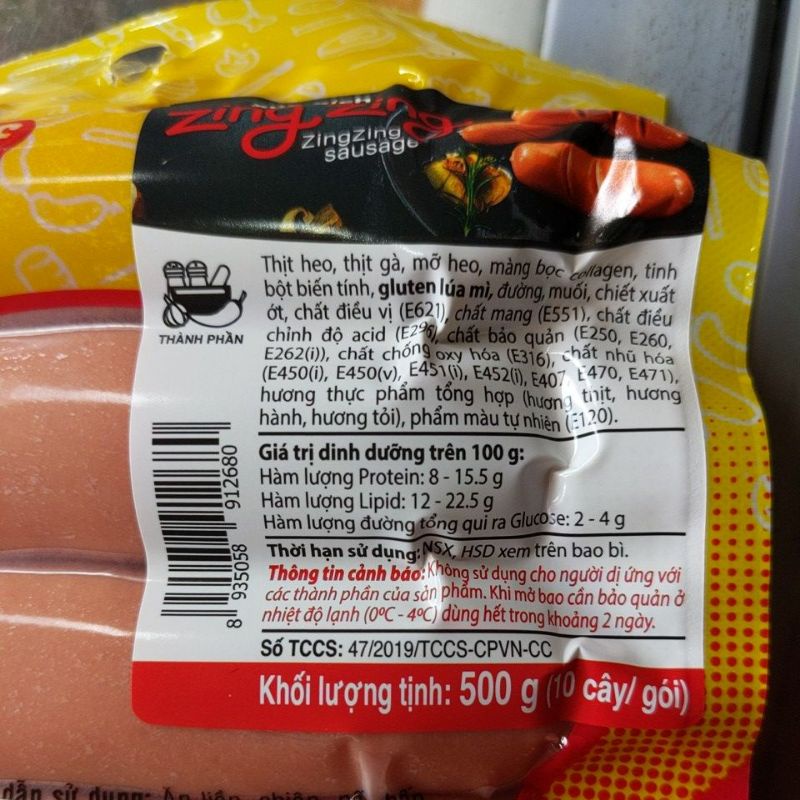 XÚC XÍCH ZING ZING CP 500g( chỉ giao TPHCM)