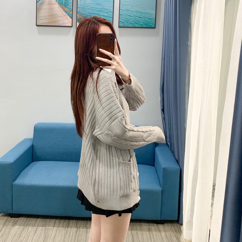 Áo cadigan nữ SIKY chất len vặn thừng siêu dày - KL12