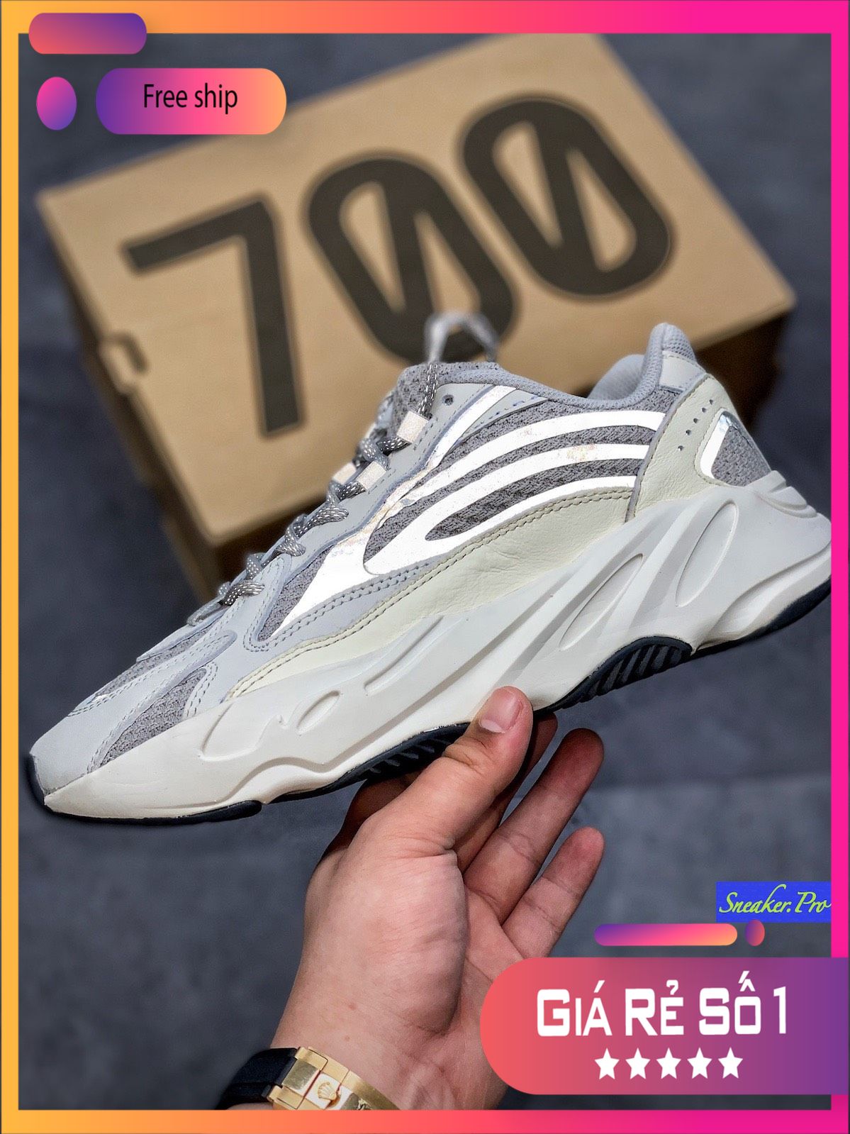 (VIDEO CẬN CẢNH + CÓ QUÀ TẶNG) Giày thể thao phản quang YEEZY BOOST 700 static dành cho nam nữ