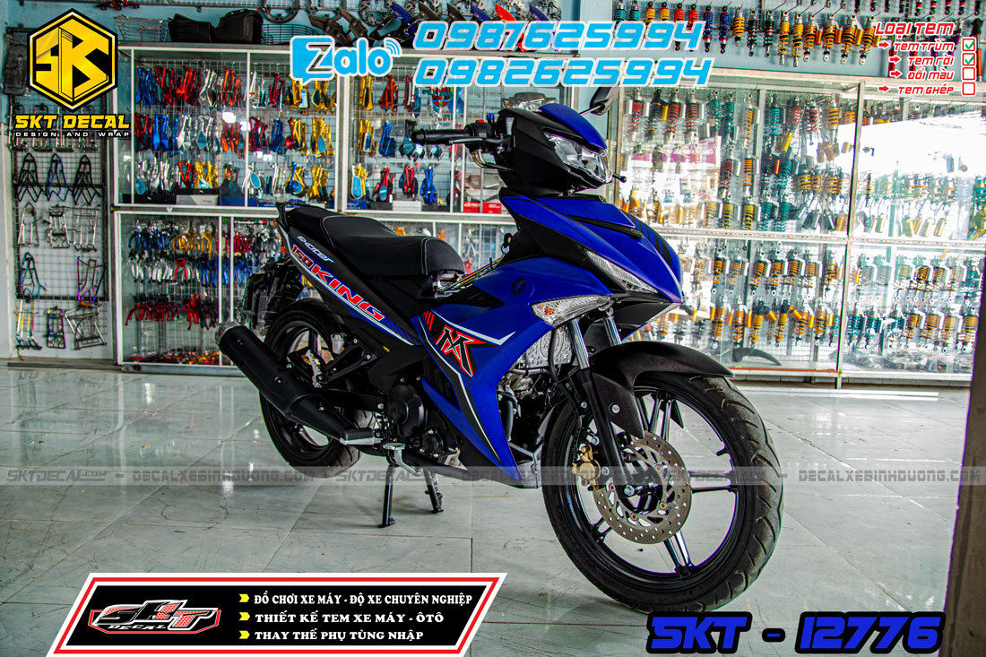 tem trùm xe exciter 150 xanh đen đỏ mxking