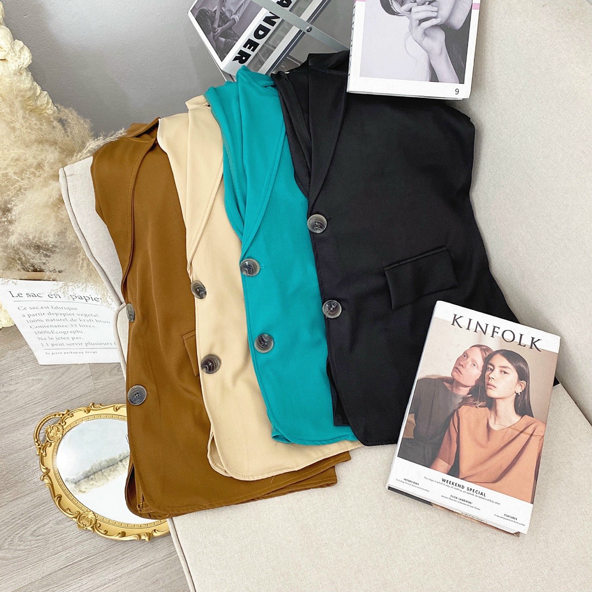 Áo Khoác Nữ Blazer 1 Lớp Tay Ngắn