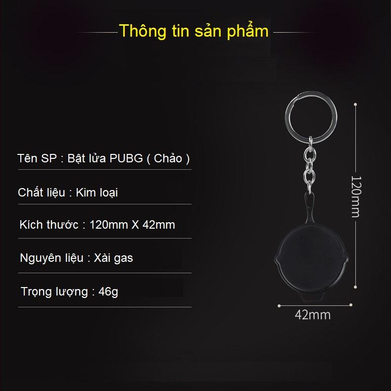 Bật lửa gas móc khóa hình Chảo PUBG ( kim loại )