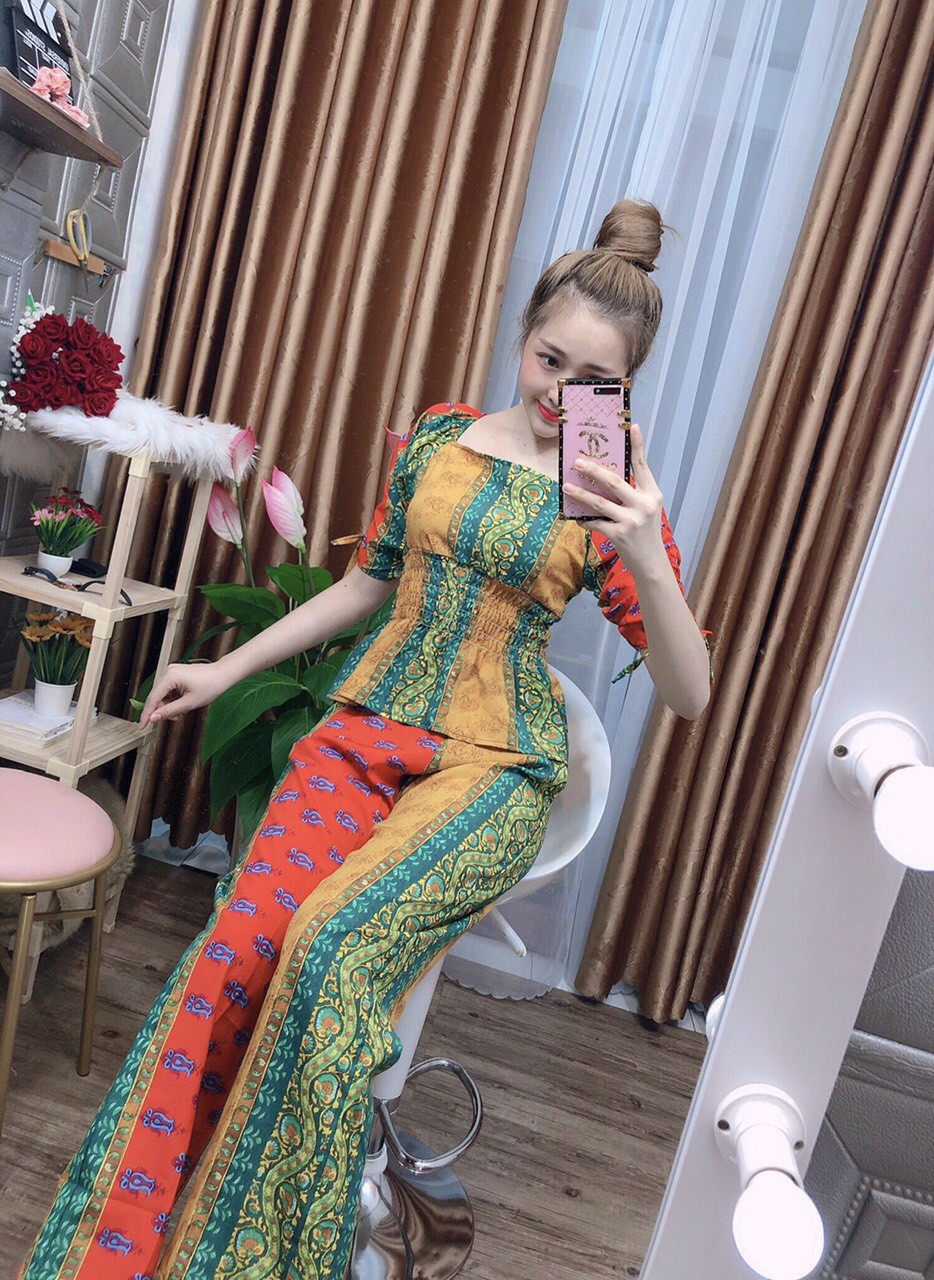 Sét bộ lụa thổ cẩm tay bo