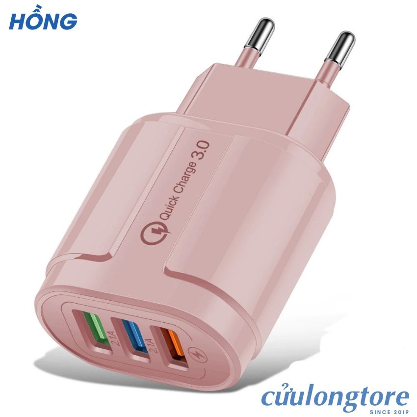 Củ Sạc 3 cổng đa năng Macaron cốc sạc cho điện thoại máy tính bảng dễ thương cute chính hãng CuuLongstore