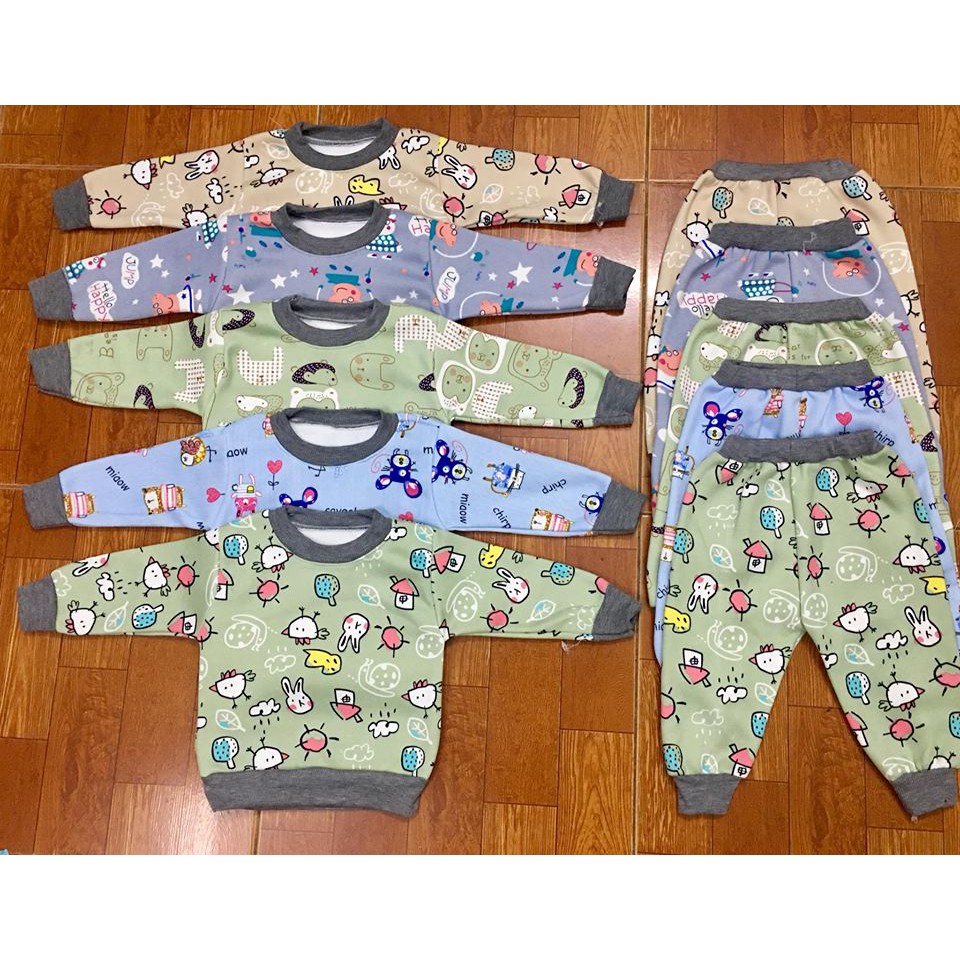 Combo 3 bộ nỉ dài tay cho bé