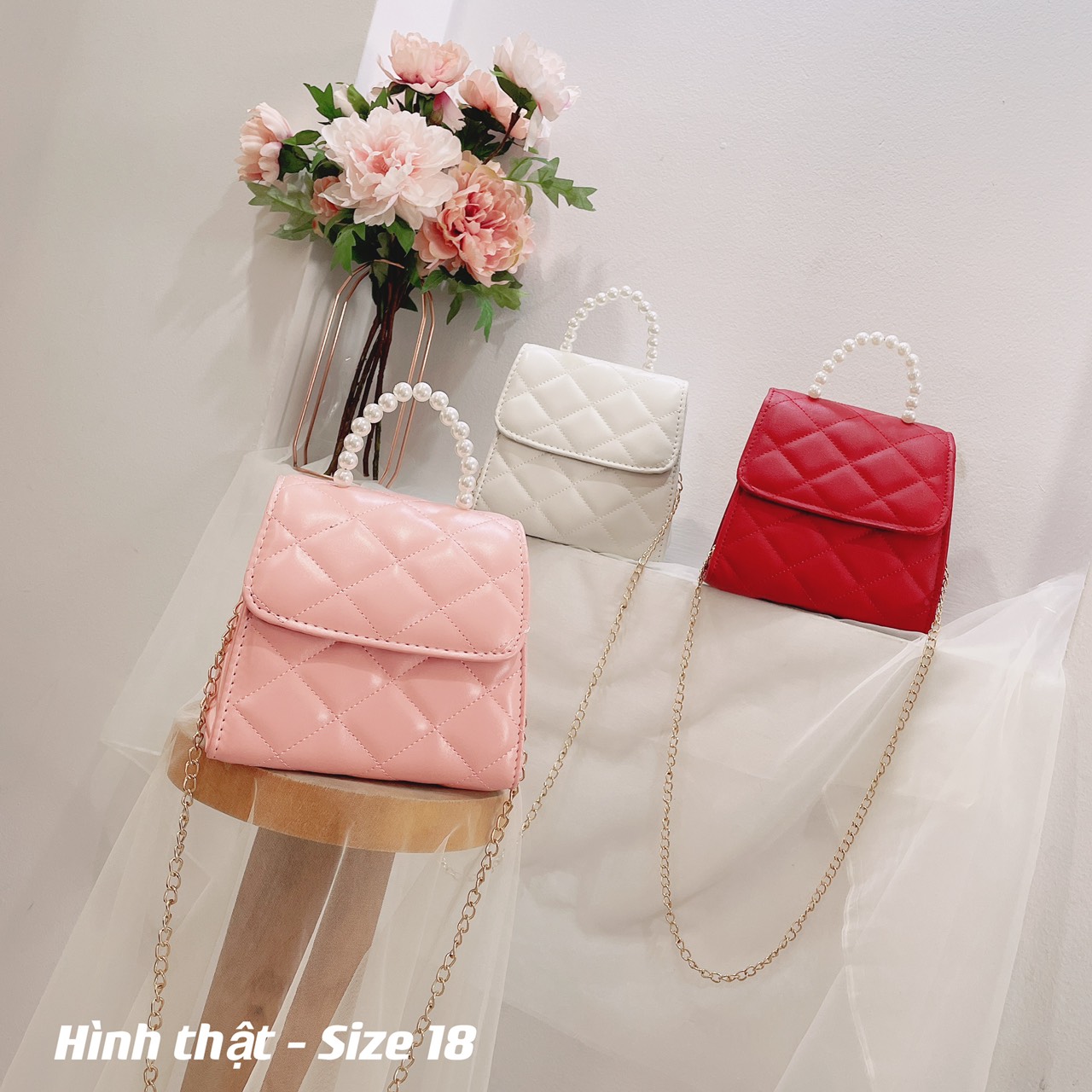 Túi đeo chéo  mini quai ngọc dễ thương CD06