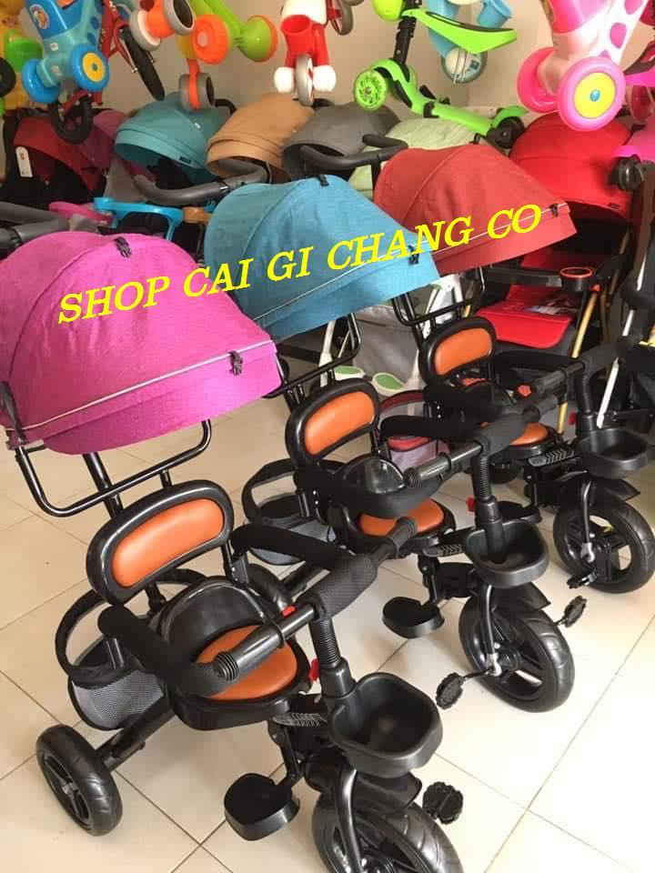 Xe đạp đẩy 3 bánh mái che cho bé hàng đẹp ghế da