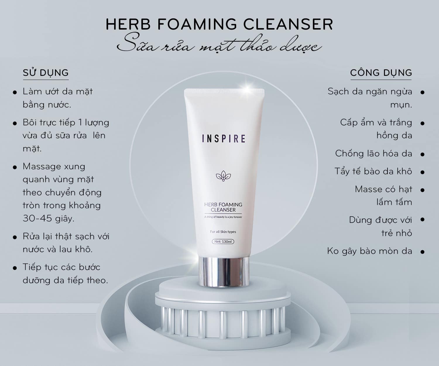Sửa rửa mặt thảo dược INSPIRE ( mua 1 được 2 )