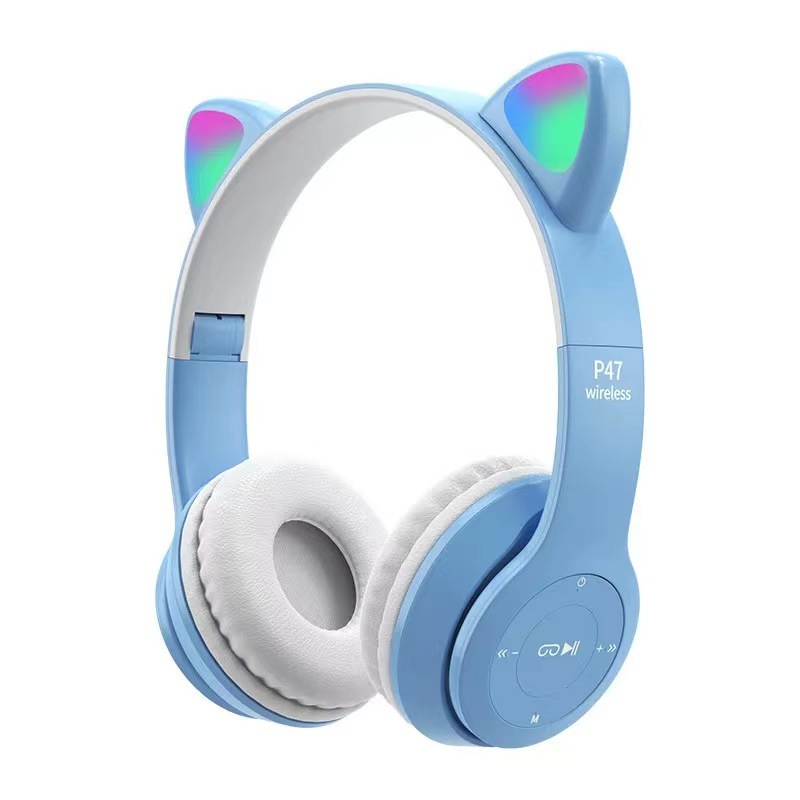 Tai Nghe Mèo Bluetooth Chống Ồn,Tai Nghe Chụp Tai Không Dây Có Mic Hỗ Trợ Cắm Dây Cắm Thẻ Nhớ
