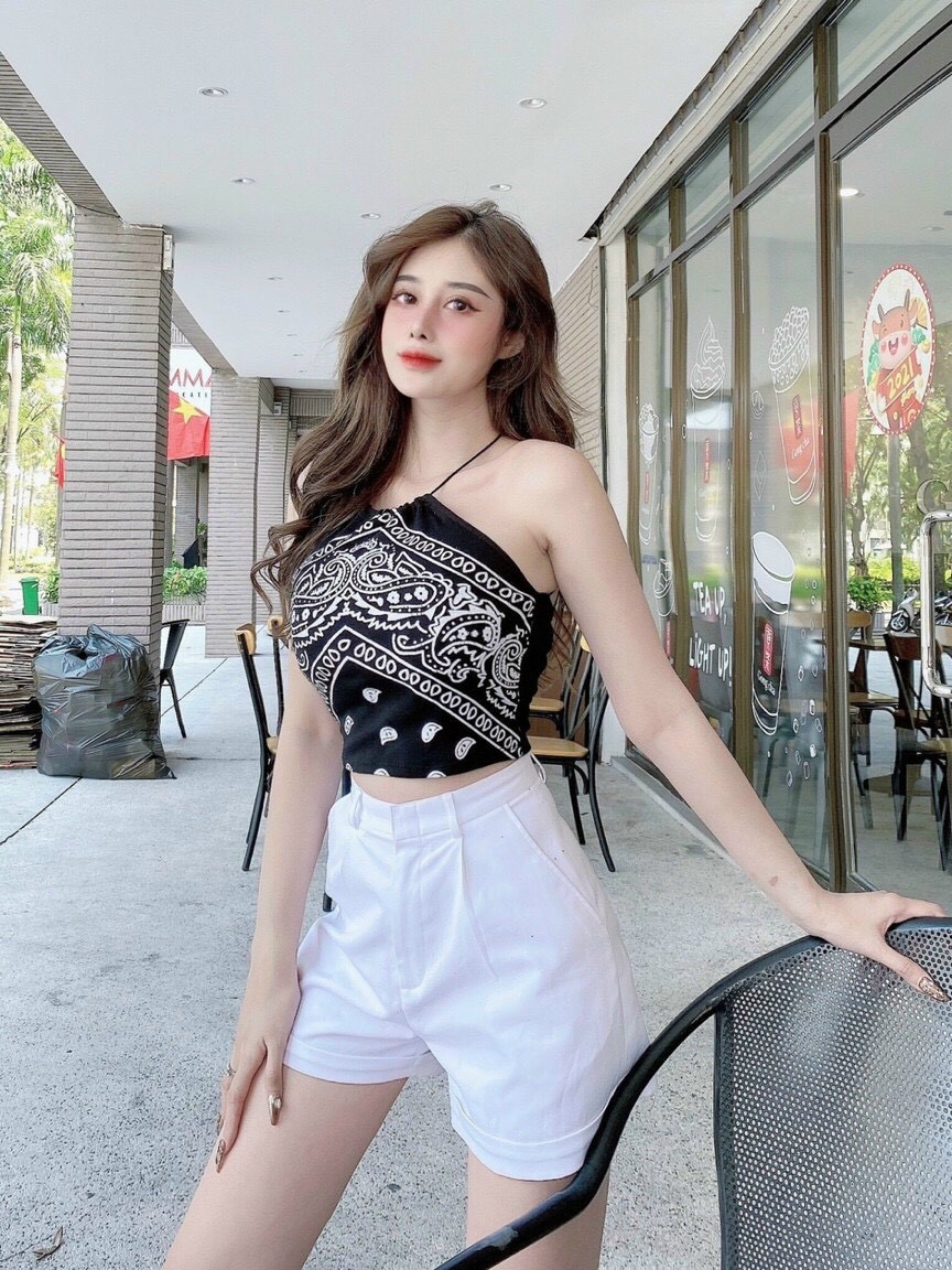 Áo yếm thổ cẩm - thun bo mềm mịn - thích hợp mặc vào mùa hè đi biển