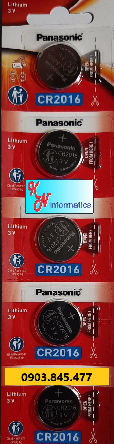 1 pack of Panasonic CR2016 Battery-pack with 5 tablets-genuine-made in Indonesia