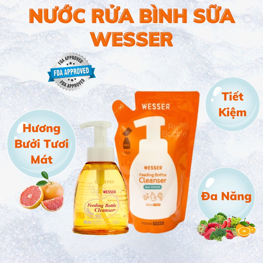 Nước rửa bình sữa Wesser
