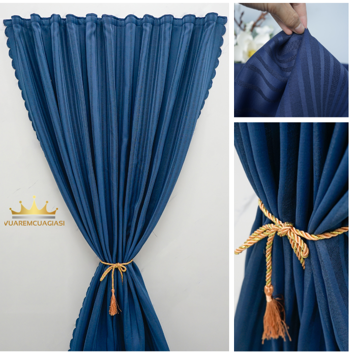 Rèm cửa dán tường vải Nhật Xanh Dương Sọc dành trang cửa sổ, trang trí decor cửa phòng ngủ,phòng khách JP07