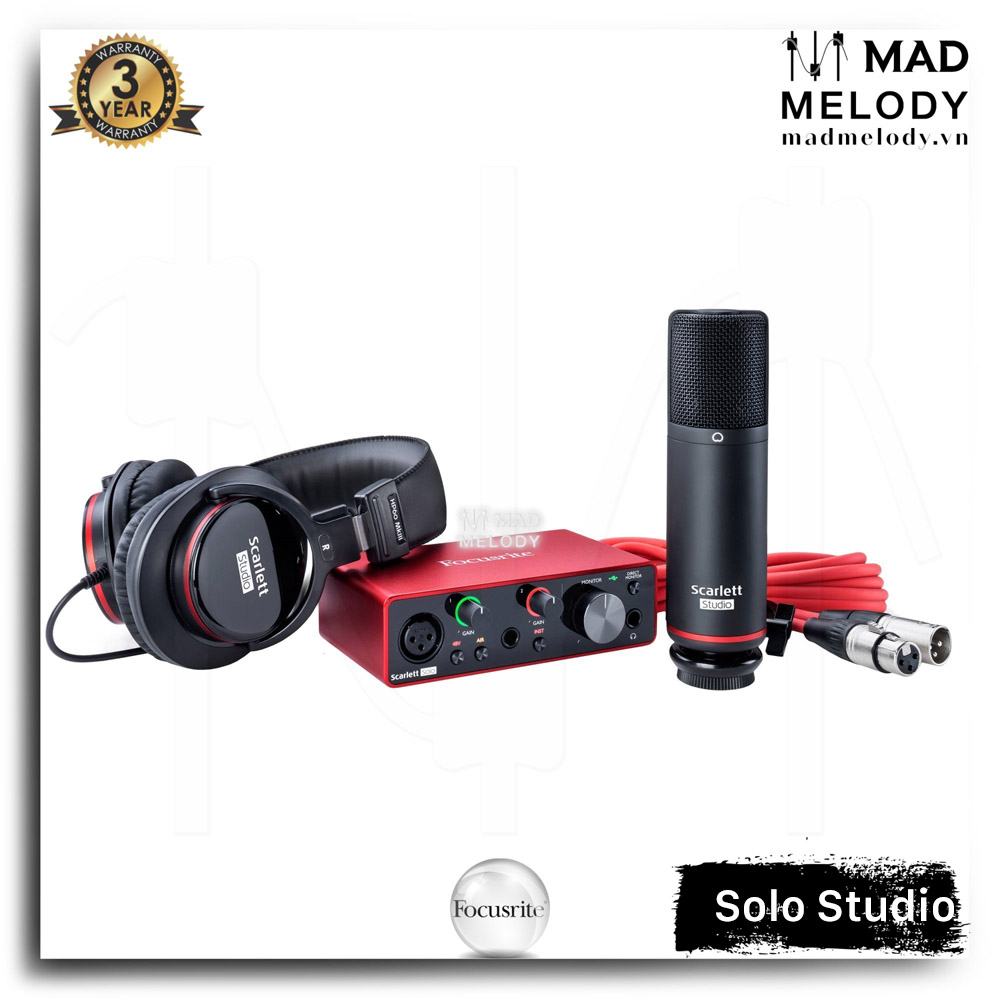 Focusrite Scarlett Solo Studio Pack (3rd Gen) [bộ thu âm chất lượng cao Solo Gen 3, thế hệ 3, NEW]