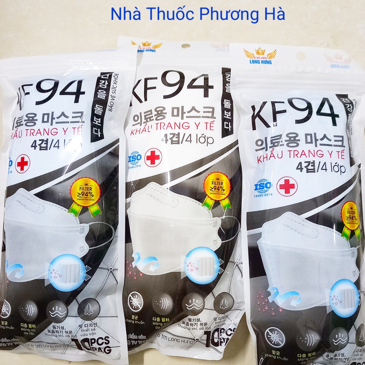 Khẩu trang y tế đẹp 4D KT94 Long hưng (túi 10 cái)
