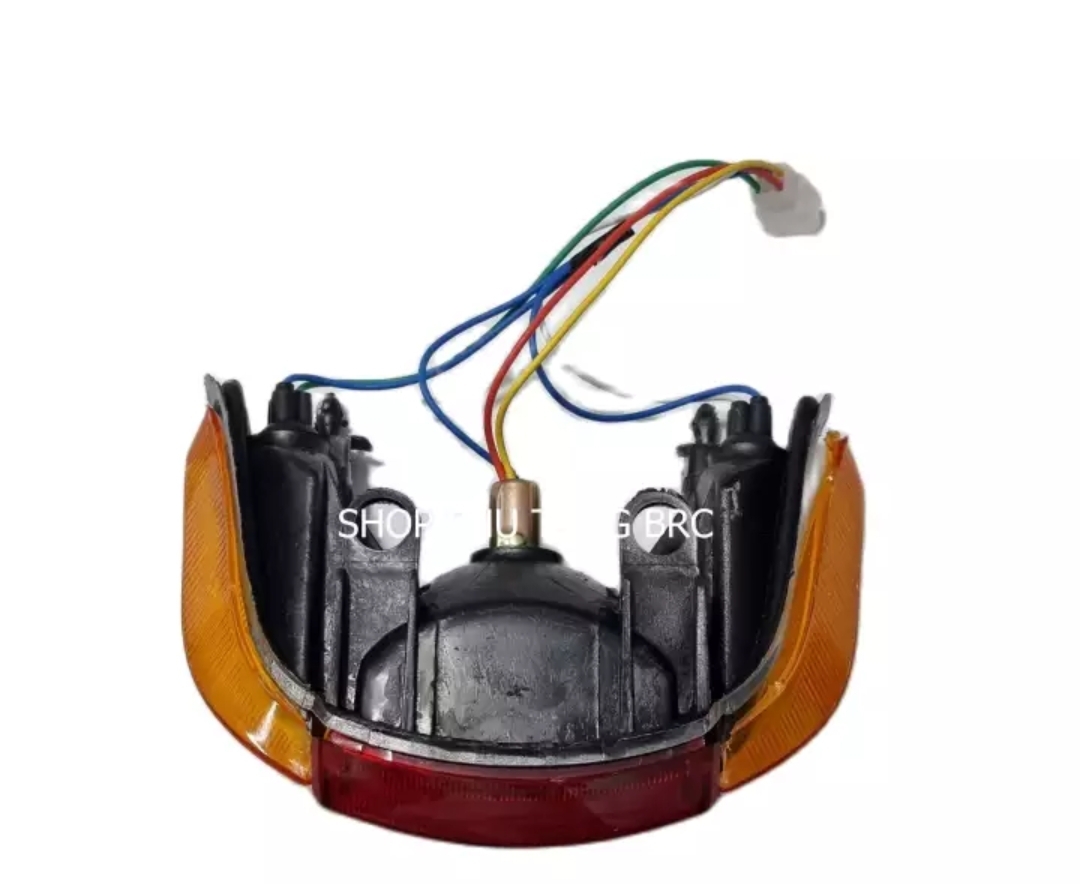 [ Bộ đèn hậu vàng ] Bộ đèn hậu xe Wave nhỏ, Wave A 2002 - 2005 ( 1 bộ gồm: chóa, kiếng , chui đèn, dây đèn như hình )