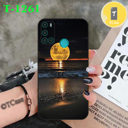 Ốp lưng Vsmart Joy 4 - Ốp dẻo đen in hình Mặt trăng vàng