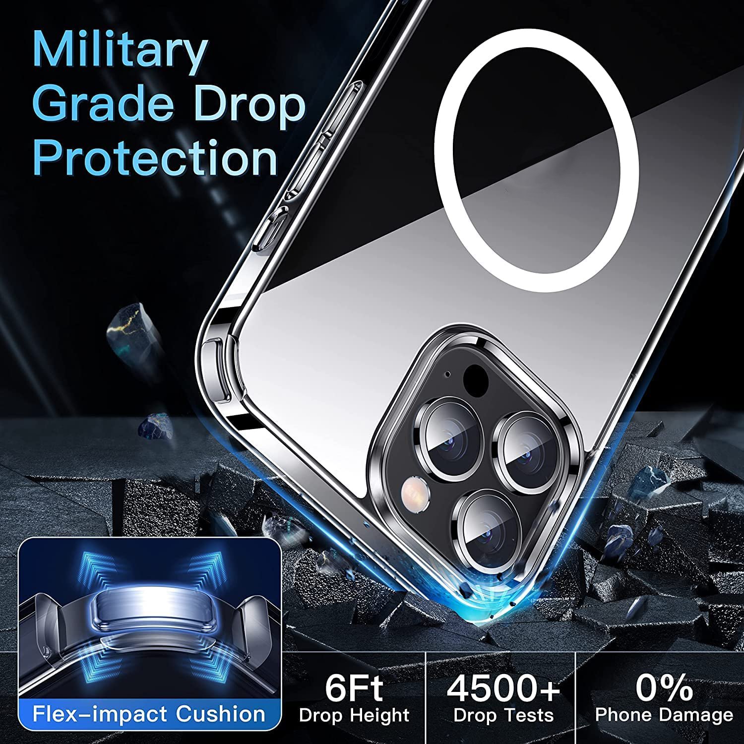 Ốp lưng Magsafe chống sốc Hỗ trợ sạc không dây for iPhone 14 13 12 11 Pro Max XR, Ốp IP từ tính trong suốt Magnetic Case