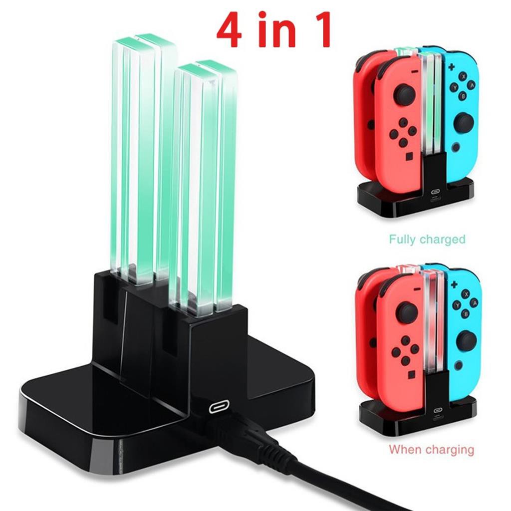 Dock sạc dobe tns 875 4 trong 1 với đèn báo hiệu cho nintendo switch ,bộ điều khiển sạc tay cầm chơi game -dc3816
