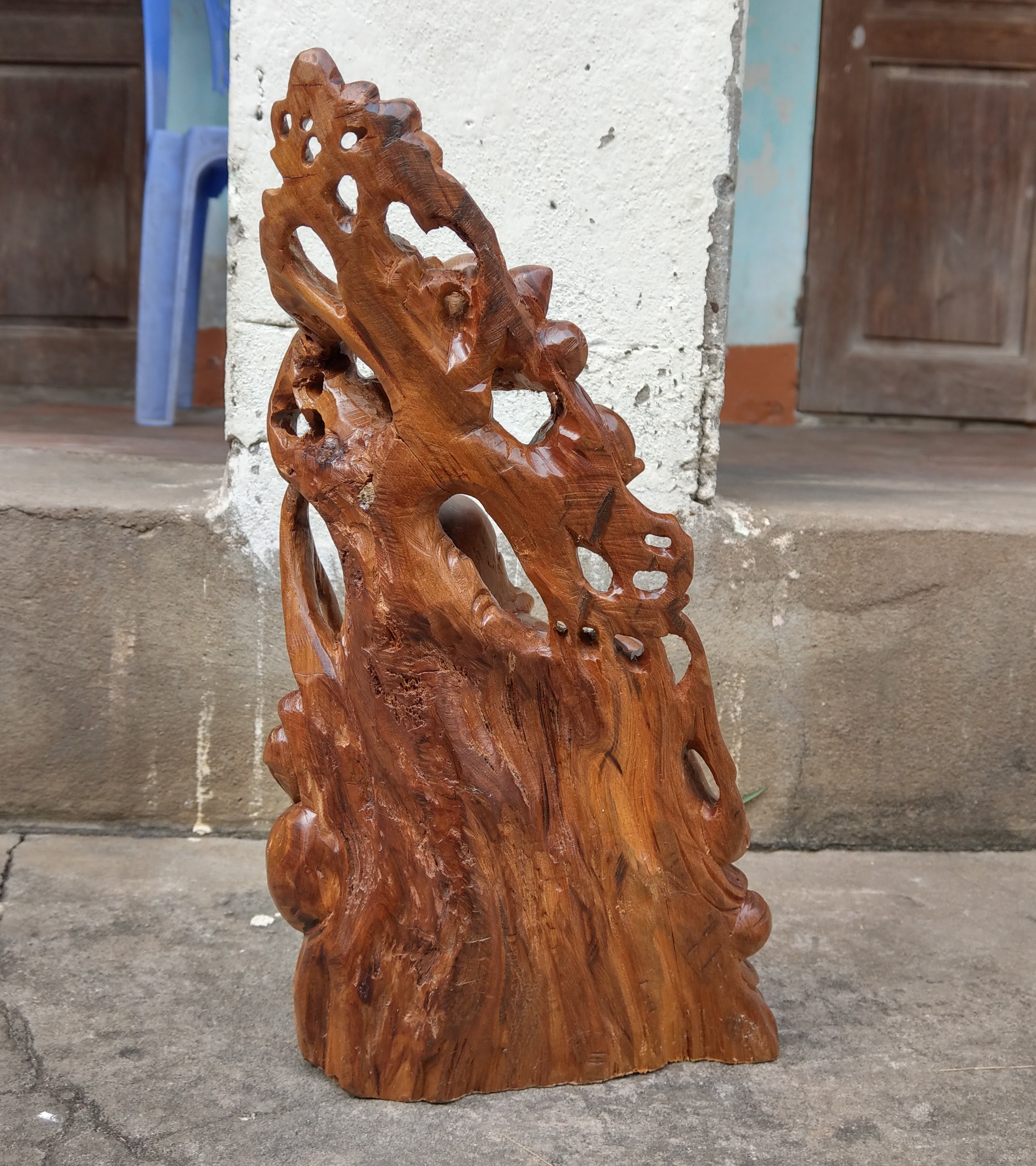 Tượng Di Lặc Gỗ Bách Xanh - Cao 33cm
