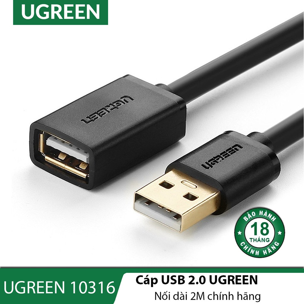 Cáp usb 2.0 nối dài 2m ugreen 10316 cao cấp