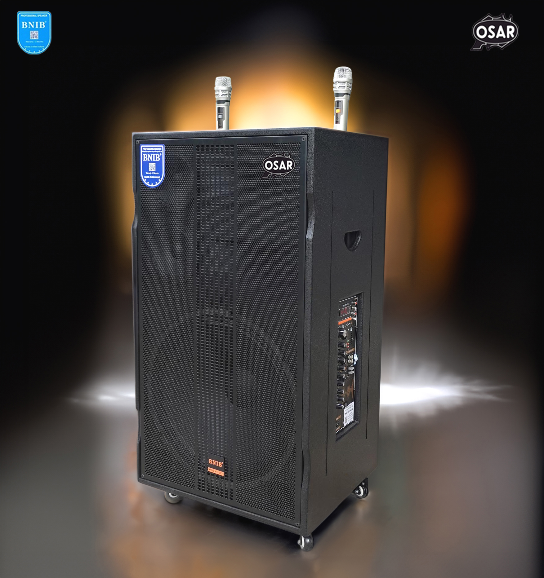 Loa kéo cao cấp bnib 18c plus - âm thanh 5 đường tiếng, vỏ gỗ cao cấp, công suất 1000w, kết nối bluetooth 4.0, micro không dây uhf